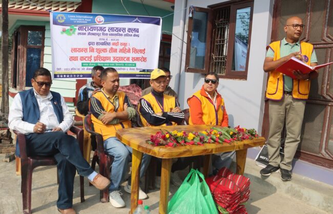 नारायणगढ लायन्सद्धारा माडीमा १२औं समूहको सिलाई तथा कटाई तालिम सुरु